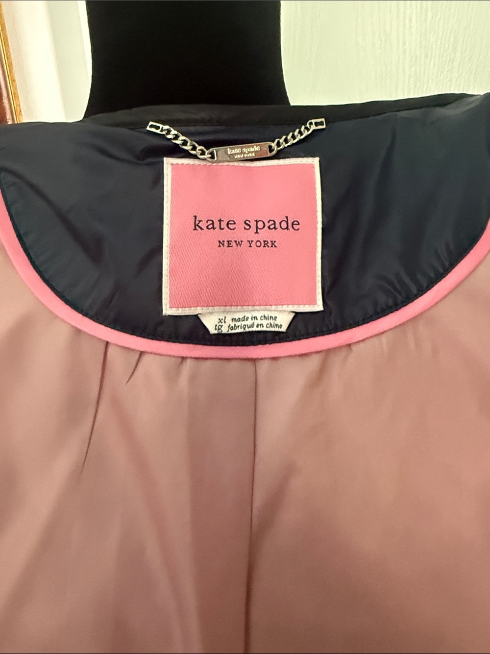 kate spade Two-Tone Navy and Black Quilted Puffer Jacket - Picture 6 of 11